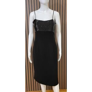 Lauren Ralph Lauren Women's 6 Black Sequin Beaded Acetate Slip Dress Cocktail
